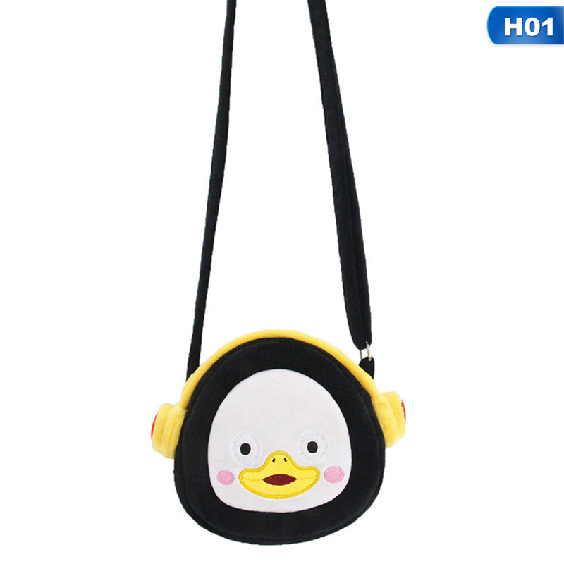 Túi đeo chéo đựng tiền xu hình chim cánh cụt bằng bông dễ thương