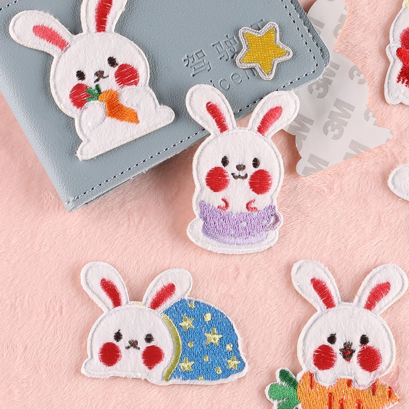 Miếng dán vá quần áo hình thỏ hoạt hình dễ thương DIY