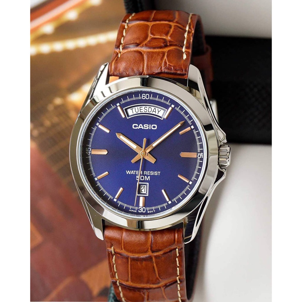 Đồng hồ Nam dây da Casio MTP-1370 chính hãng bảo hành 1 năm Pin trọn đời