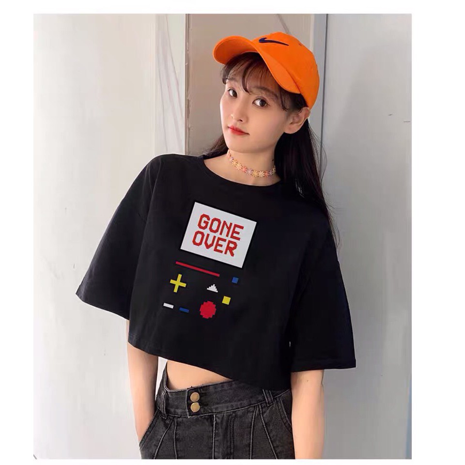 Áo croptop nữ tay ngắn họa tiết siêu cute