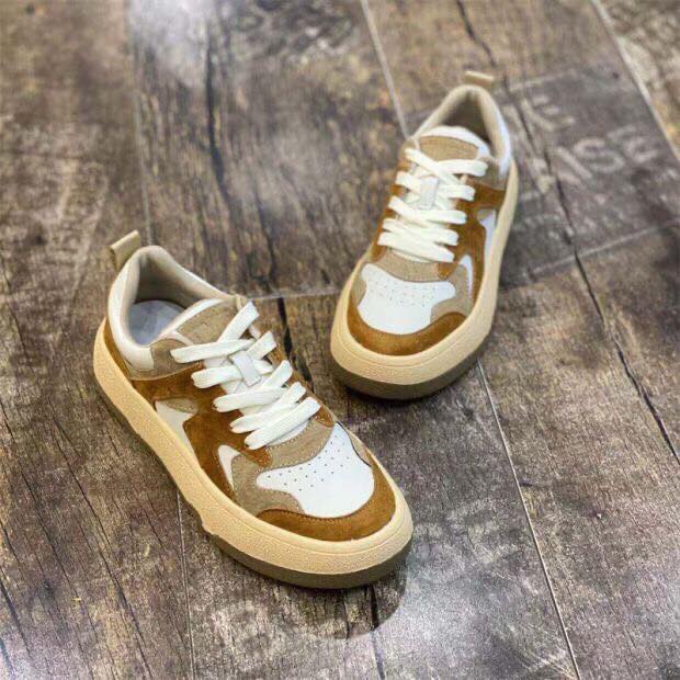 Giày thể thao sneaker nữ đế độn da lộn phối nâu mẫu A32 – Kachi House