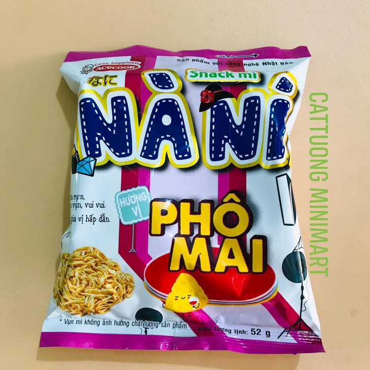 Snack mì Nà Ní vị phômai /trứng muối  gói 52g