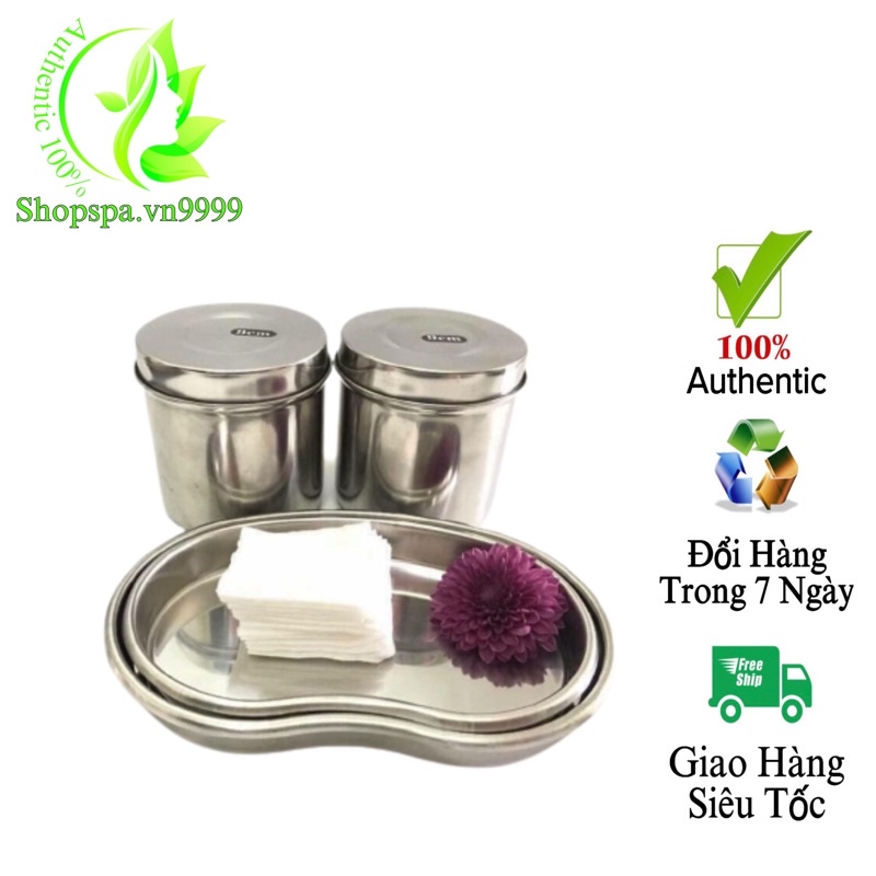KHAY Qủa Đậu Hộp INOX Đựng Bông Cồn ChO Phun Xăm , Thẩm Mỹ Viện