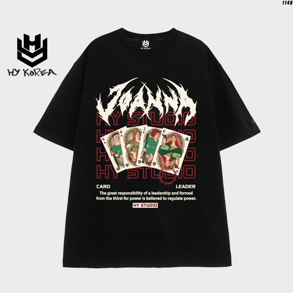 Áo Thun Tay Lỡ Cotton 100 Unisex Lá bài 1148 HY KOREA