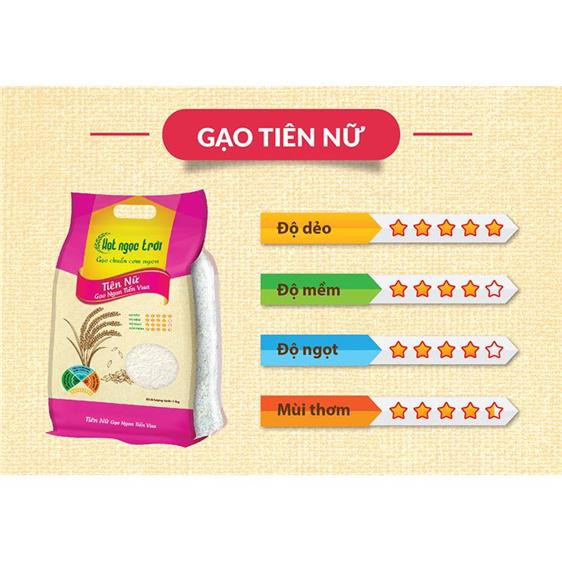 Gạo Hạt Ngọc Trời Tiên Nữ 5kg - gạo tiến vua dẻo mềm thơm ngọt cơm