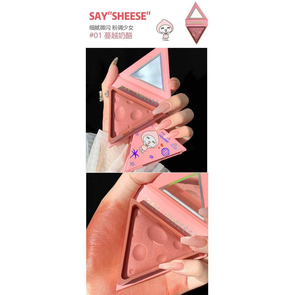 Phấn má một màu trang điểm bắt sáng tự nhiên thiết kế hình viên phô mai độc đáo