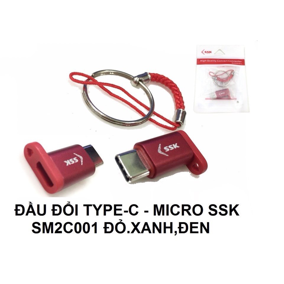 ĐẦU ĐỔI TYPE C -&gt; MICRO SSK SM2C001, ĐẦU ĐỔI TỪ TYPE C SANG MICRO USB 2.0