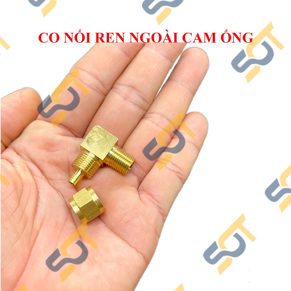 [NỐI CẮM ỐNG] Co ren ngoài nối cắm lòng trong xiết nón cho ống nhựa PU khí nén chất lỏng phun sương hơi nước - Đồng thau