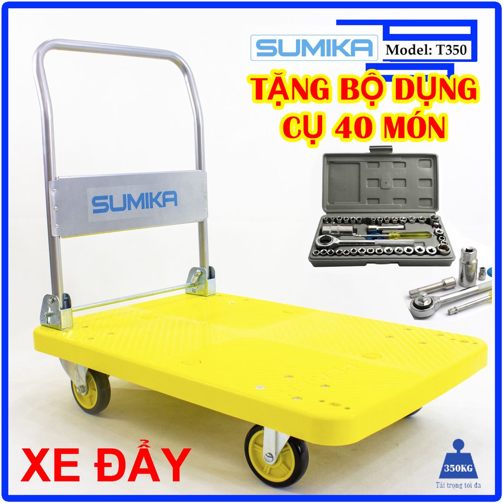 Xe Đẩy Hàng Tải Trọng 350kg Sumika T350 Sàn Xe Lớn Gấp Gọn - Xe Kéo Hàng Gấp Gọn - Xe Đẩy Hàng Tay - Sàn Nhựa