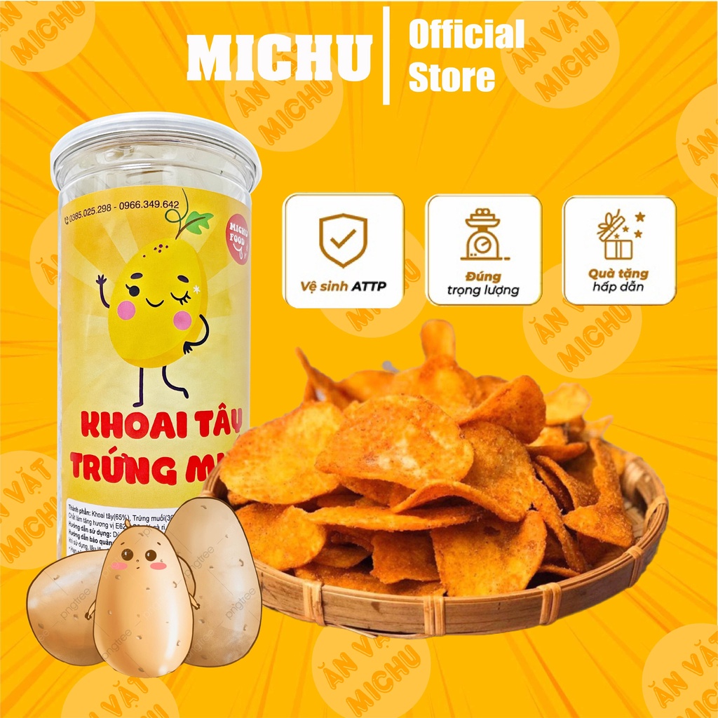 Khoai tây trứng muối đồ ăn vặt, món ăn cao cấp chất lượng số 1 Hũ 200g MICHU FOOD