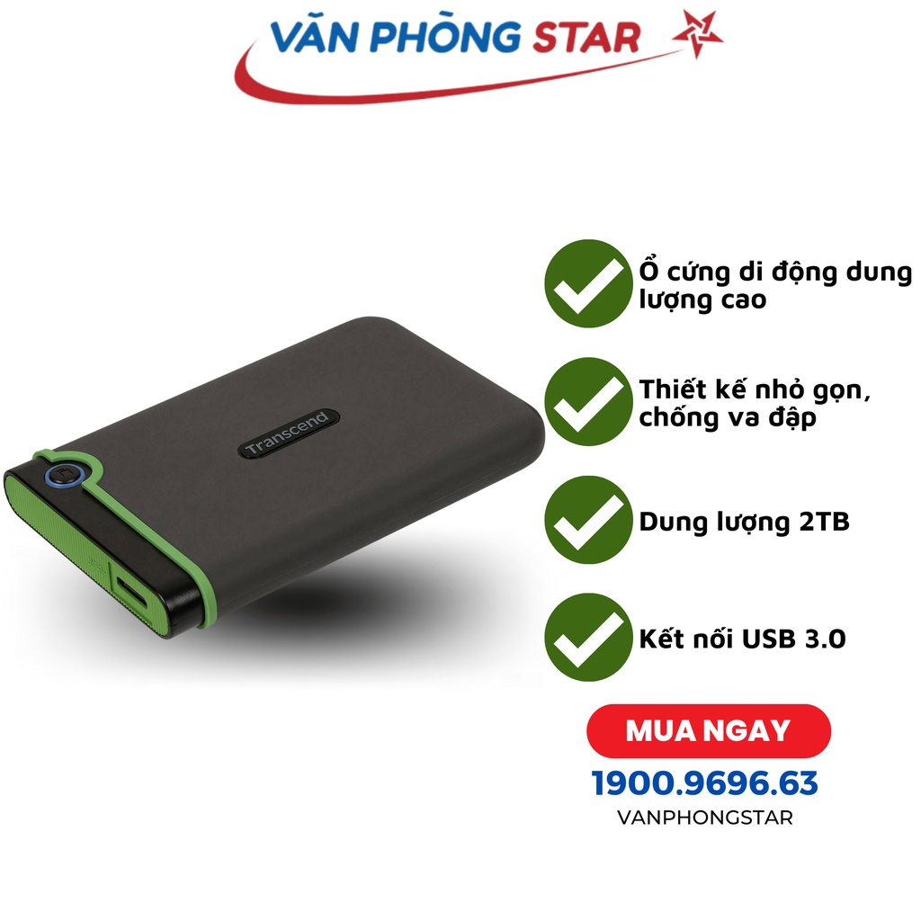 Ổ cứng di động 2TB 2.5 inch Transcend Slim StoreJet M3S