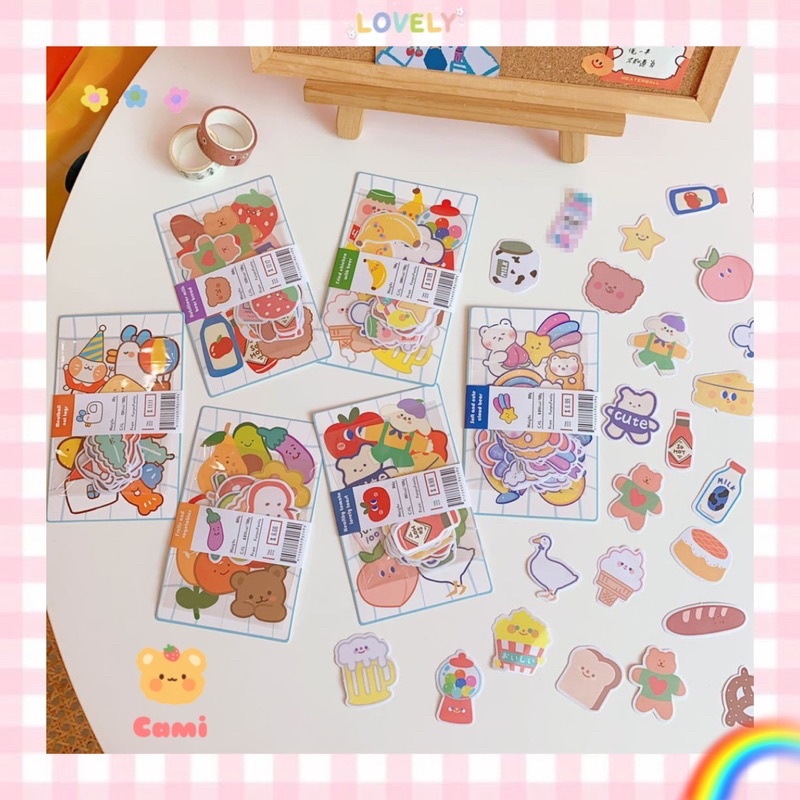 Set sticker dán cốc, dán bàn học, trang trí sổ