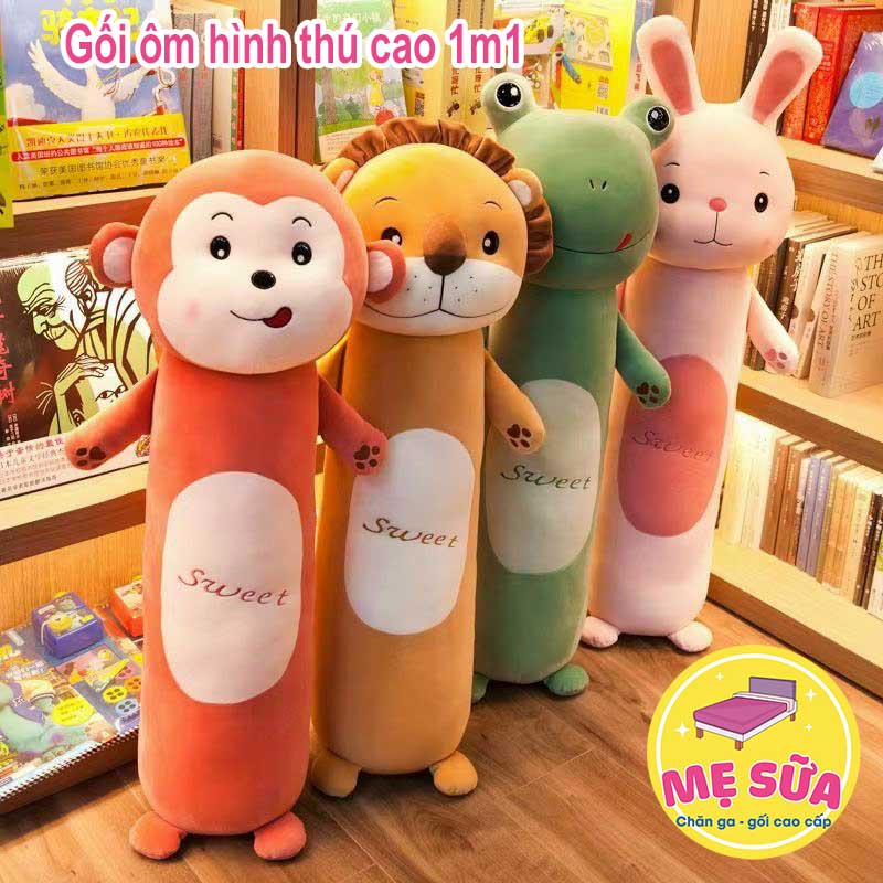 Gối ôm cho bé SWEET  Gối ôm hình thú kích cỡ siêu to dài 1m1 cực kì đáng yêu vải siêu mịn nhồi bông siêu mềm