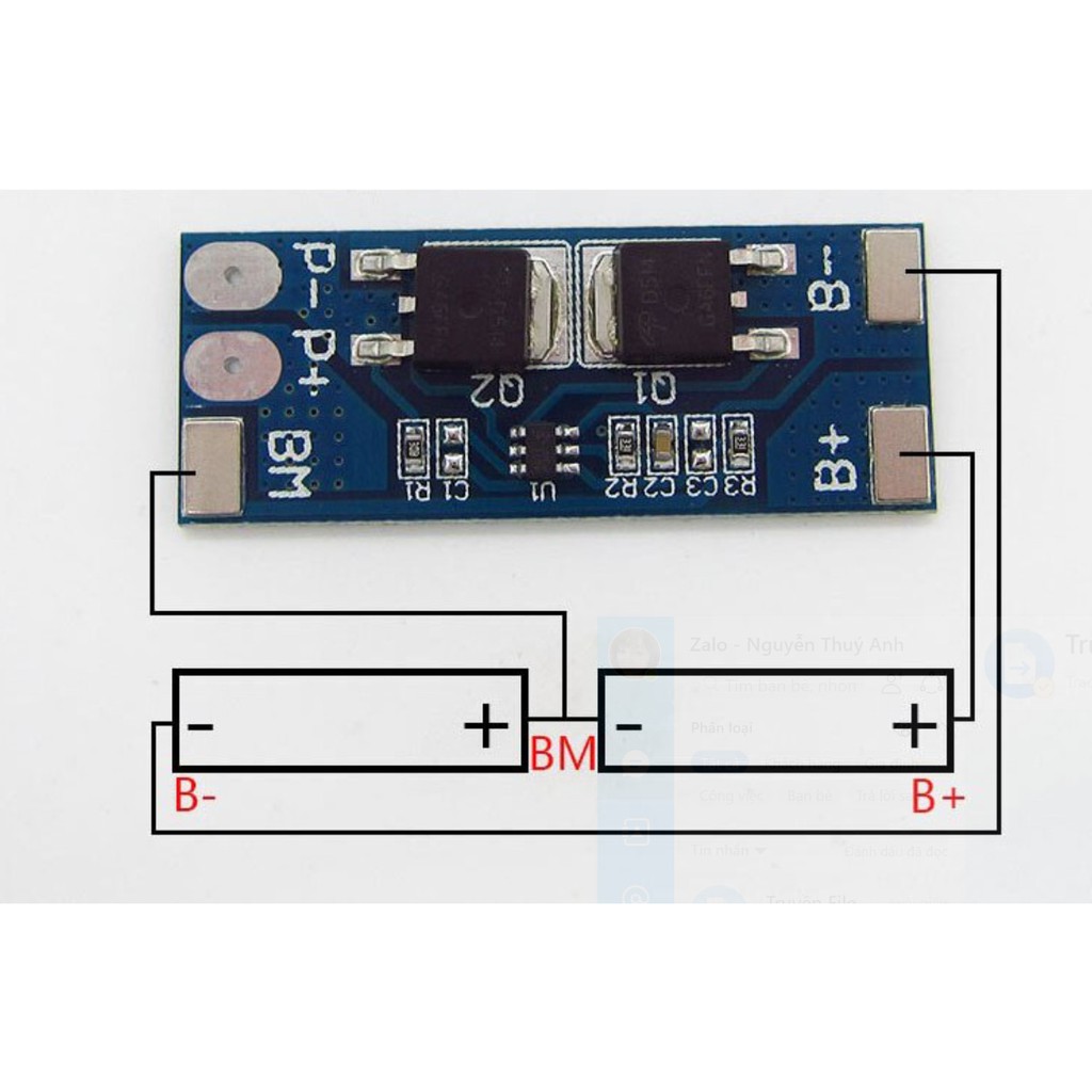 Mạch BMS sạc bảo vệ pin sắt Li-ion 2S 10A 8.4V