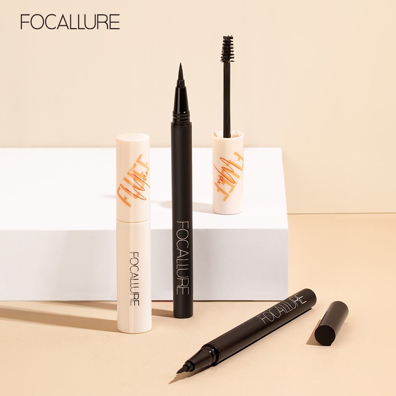Set bút kẻ mắt + gel kẻ chân mày Focallure chống thấm nước lâu trôi trang điểm tiện dụng 45g/2pcs