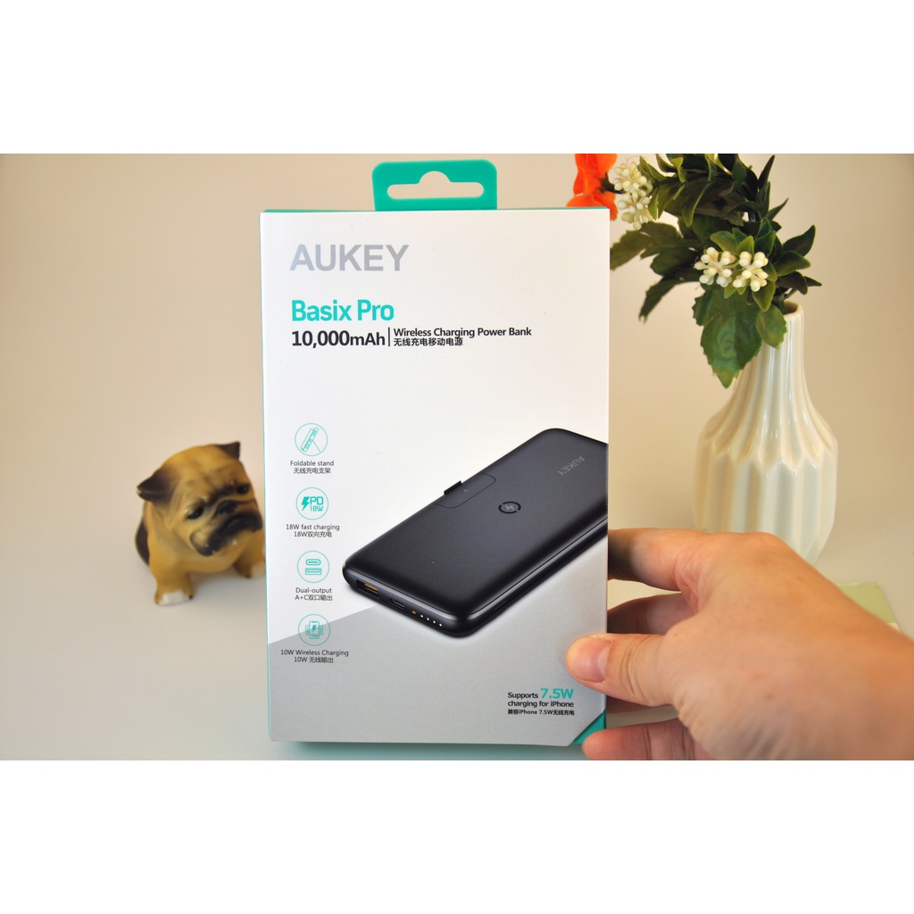 Sạc dự phòng không dây Aukey PB-WL02 10000mAh PB-WL03 20000mAh, Sạc Nhanh iPhone PD 18W,QC 3.0,Sạc Không Dây 5W 7.5W 10W