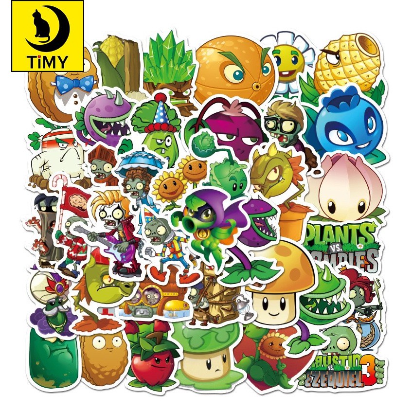 Sticker 50 miếng hình dán Plant vs zombies SetB