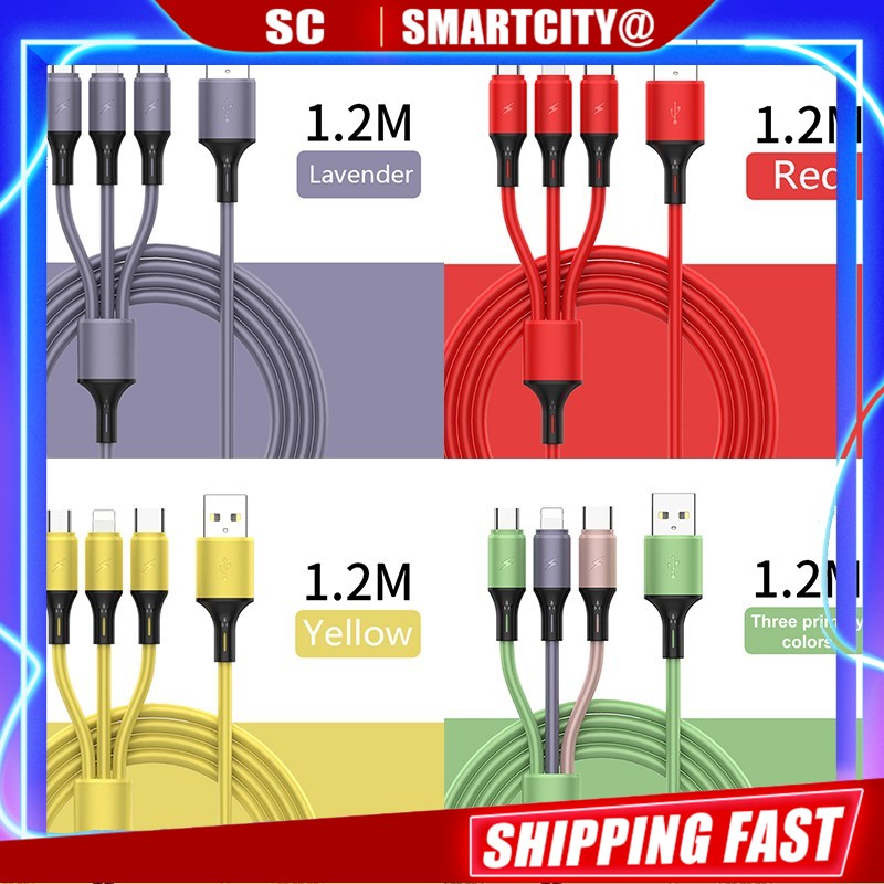 Dây Cáp Sạc 3 Trong 1 Chất Lượng Cao Cho Iphone / Micro Usb / Type C