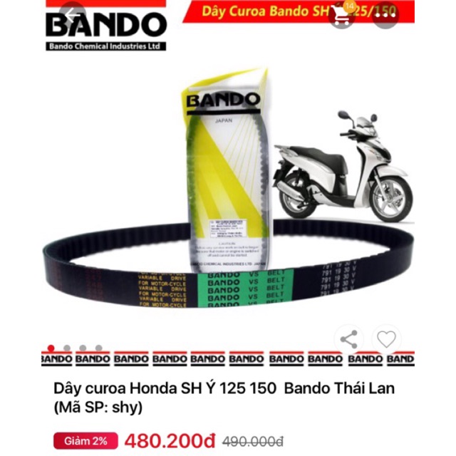 Dây đai truyền động Honda SH nhập 125/ 150 ý Bando chính hãng ( phụ tùng xe tay ga )