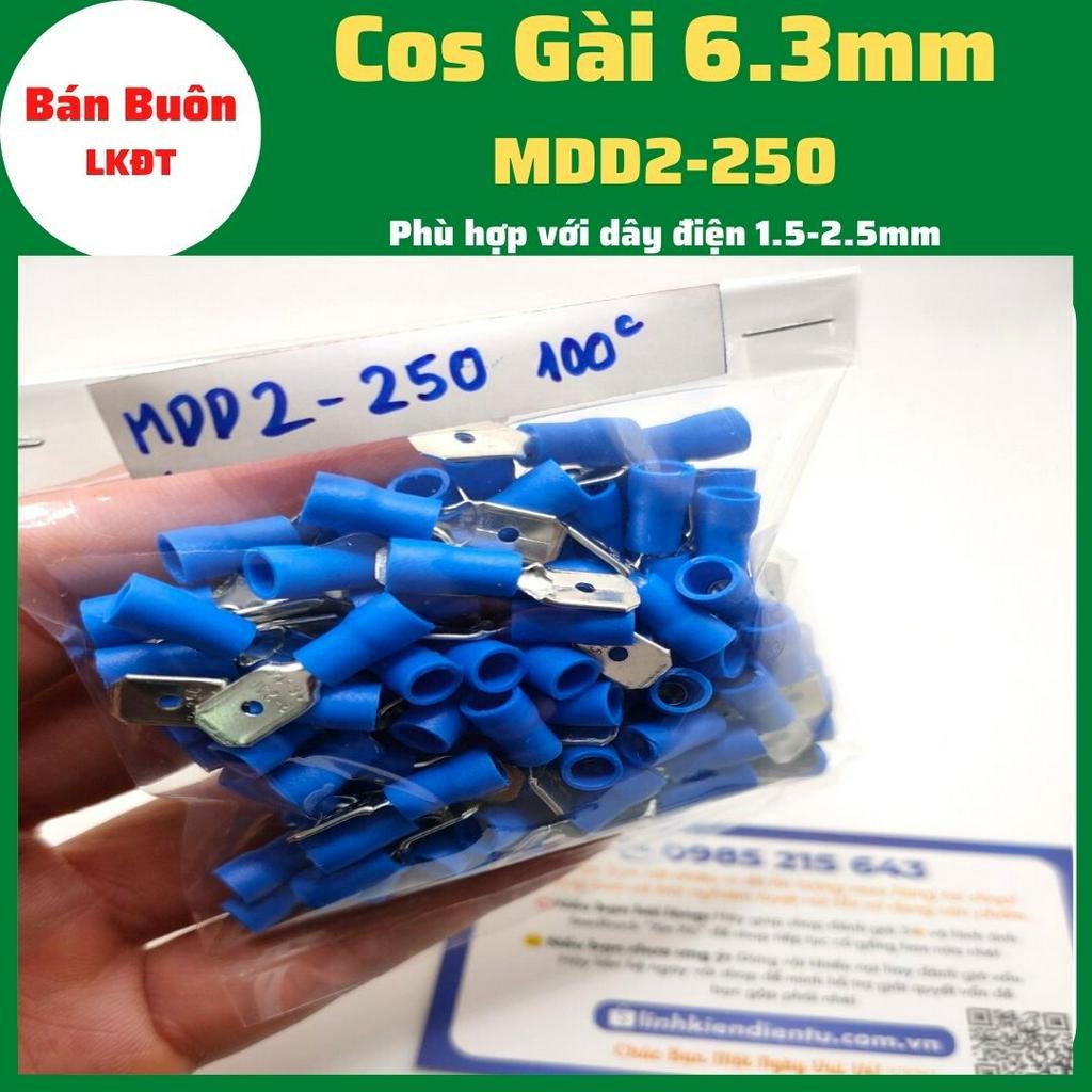 100 Đầu cos FDD2-250, đầu cos gài 6.3, đầu cos kẹp dây điện, FDD2-250, cos gài, đầu cos, cos 6.3mm