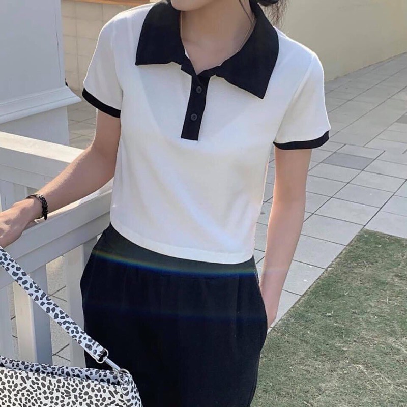 Áo Polo viền cổ đen cá tính năng động | BigBuy360 - bigbuy360.vn