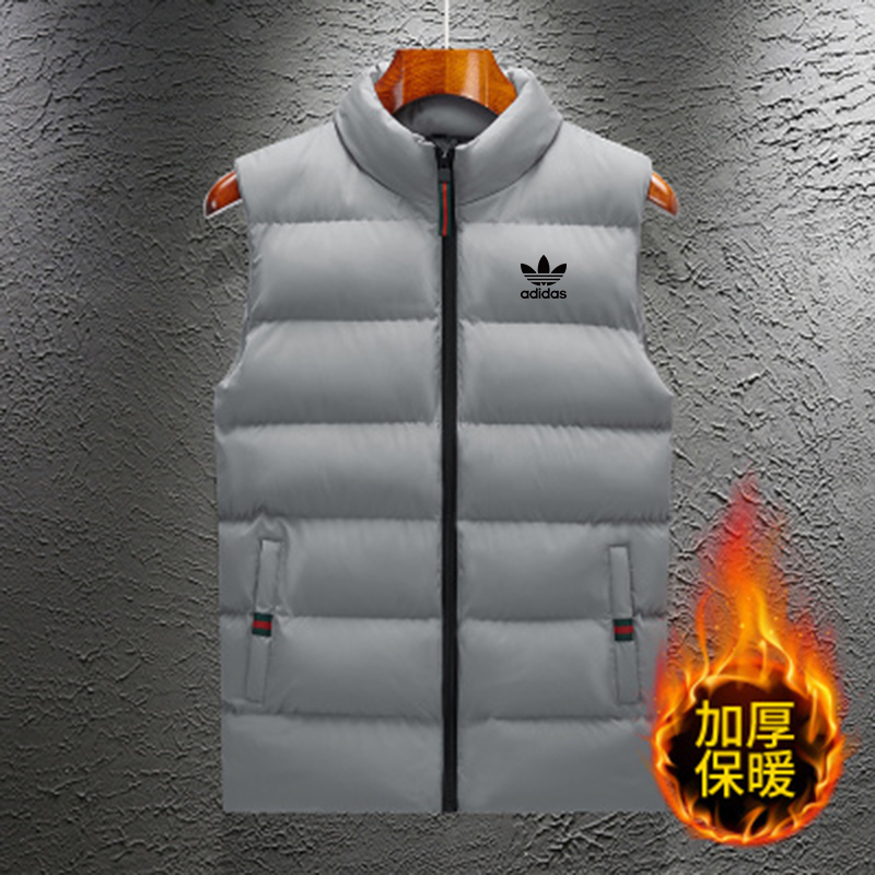 Áo Khoác Phao Cotton Không Tay Có Mũ Trùm Đầu Phong Cách Adidas