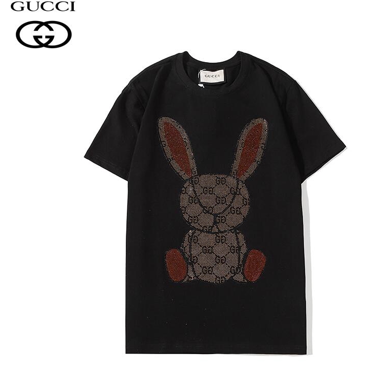Áo Thun Tay Ngắn In Hình Thỏ Trắng Đen Unisex