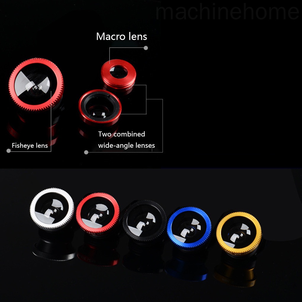 Bộ ống kính dạng kẹp kiểu mắt cá góc rộng 180 độ 0.67X 3 trong 1 cho camera điện thoại