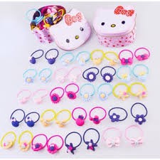 Hộp 40 thun cột tóc hello kitty cho bé