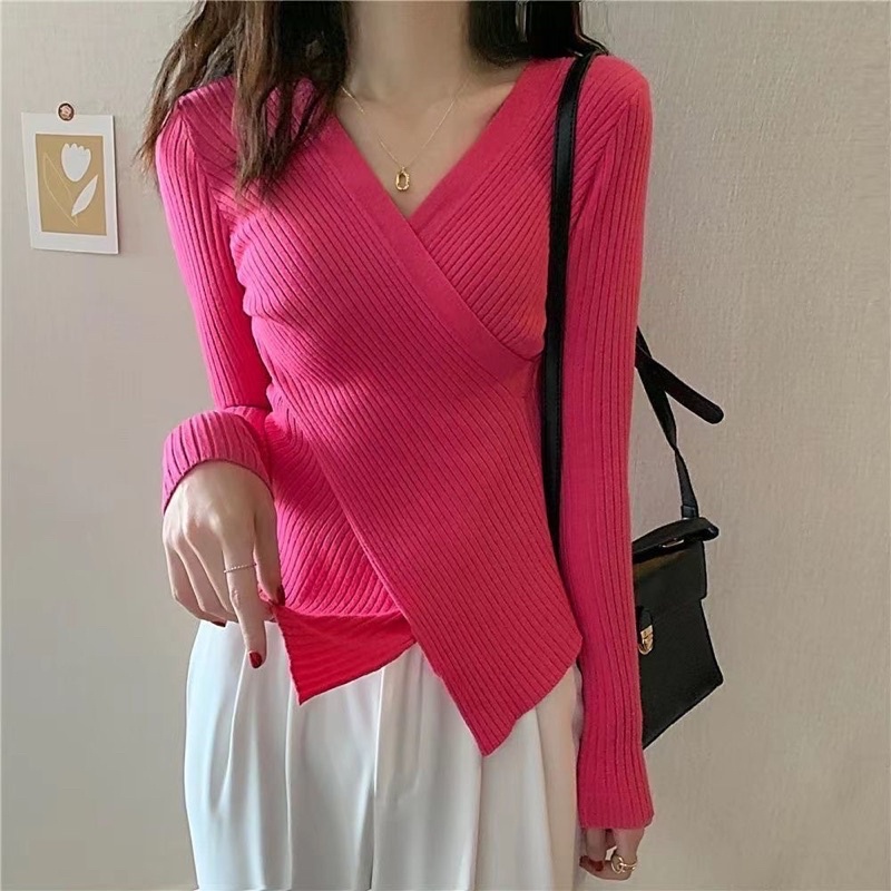 Áo len tăm body vạt chéo hàng Quảng Châu- Bao chất fom đẹp như hình