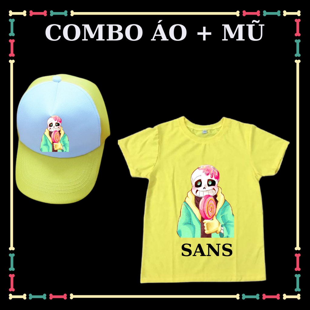 Combo Áo + Mũ/Nón in hình Bé Sans Undertable cho bé trai ( Biệt Đội Gangster)