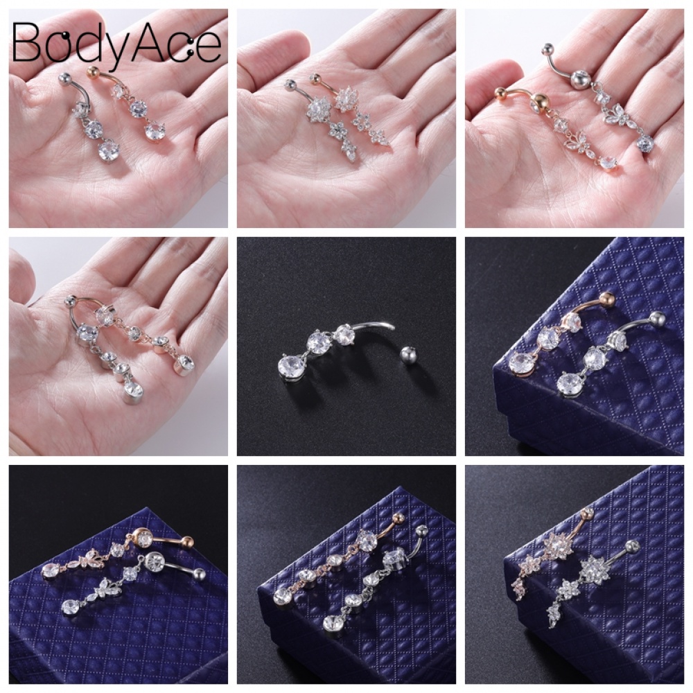 1 Khuyên RốN HìNh Hoa BằNg ThéP Không Gỉ