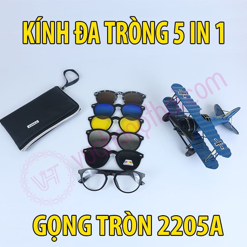 Kính mát đa năng thời trang 5 IN 1 Gọng Tròn 2205A ☘ FREESHIP ☘Ảnh thật +Video] ☘ Mắt kính đa tròng 5 trong 1