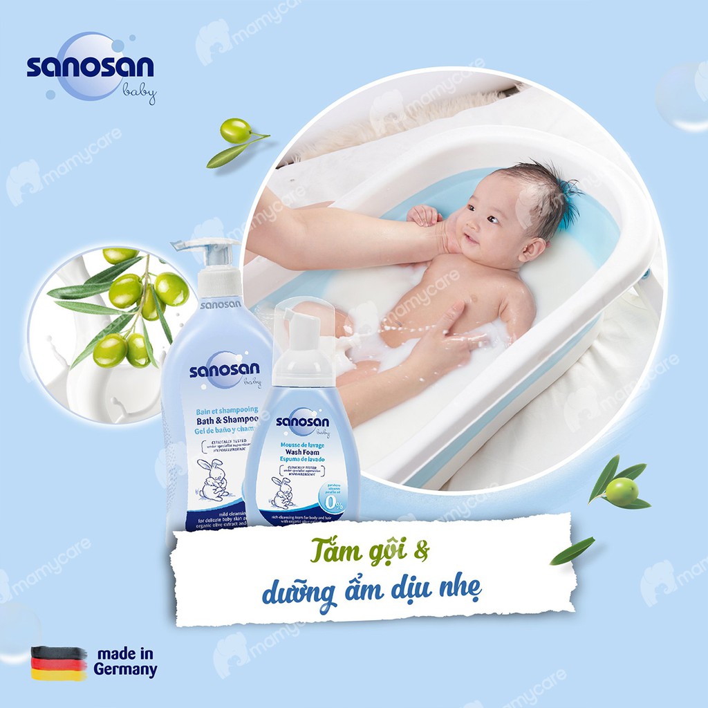 Sữa tắm gội dịu nhẹ Sanosan chiết xuất olive hữu cơ cho bé 50ml - MAMYCARE