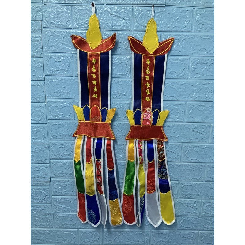 combo 10 phướn, tràng phan Gấm 80cm bảo cái thêu 2 mặt giá rẻ