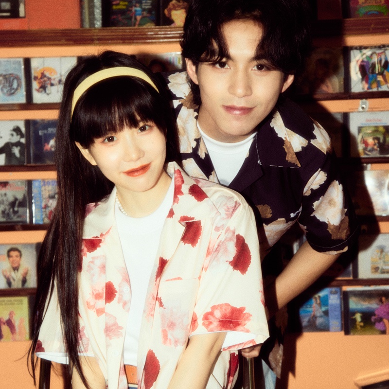 ▩Áo Sơ Mi Họa Tiết Hoa Phong Cách Retro Hong Kong Cho Cặp Đôi #Anh không biết mình dễ thương thế nào 0720