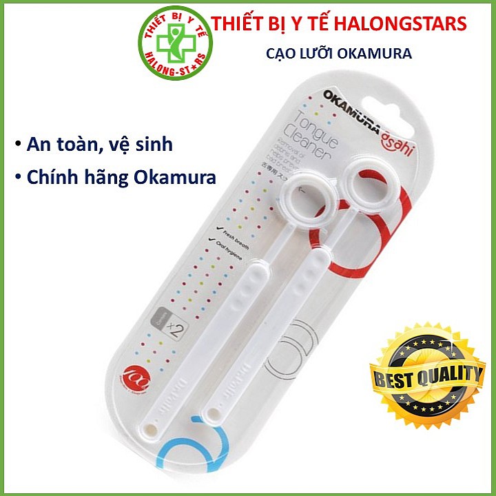 Dụng cụ cạo lưỡi cao cấp Nhật gói 2 chiếc - Vệ sinh lưỡi miệng, an toàn, chính hãng Okamura Asahi (Japan) [Halongstars]