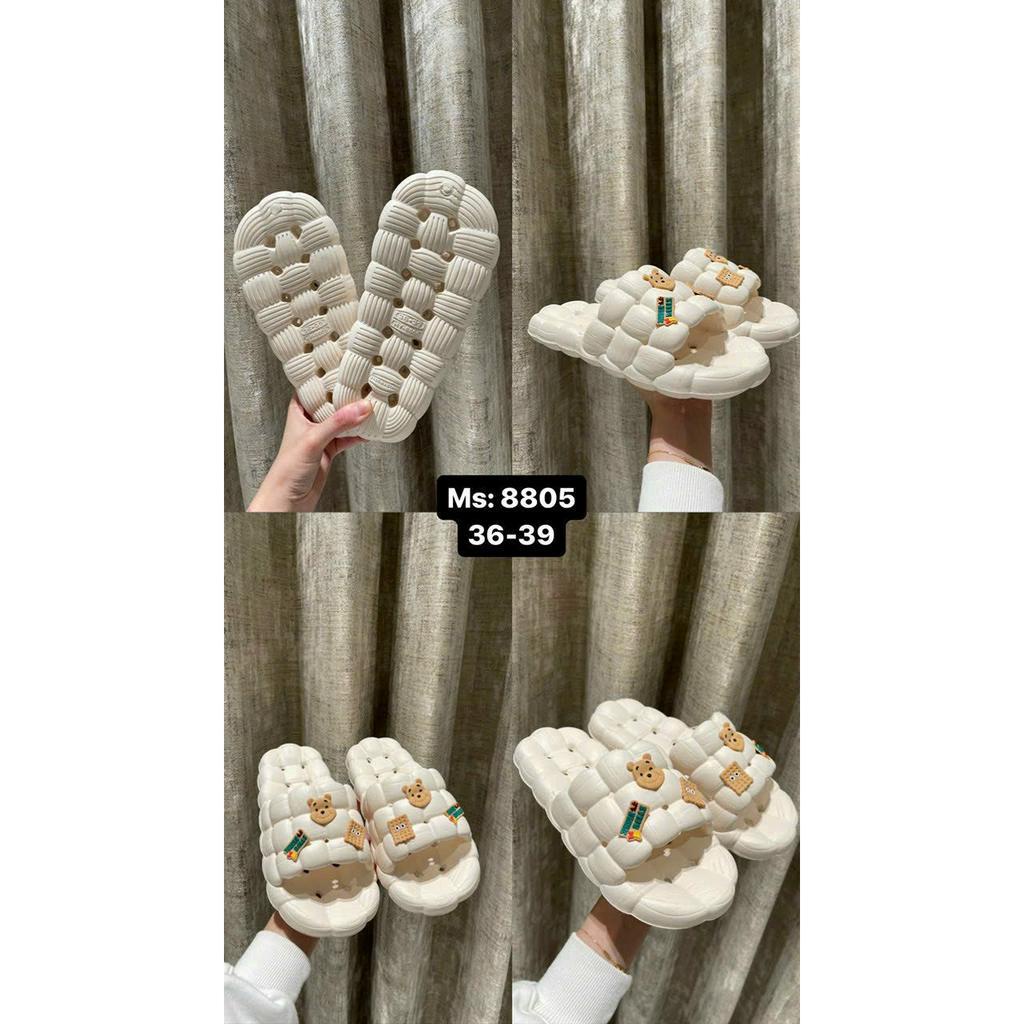 Dép quai ngang nữ, dép bánh mỳ Chất liệu EVA siêu nhẹ - sẵn 4 màu đen trắng nâu xanh 8805 HY