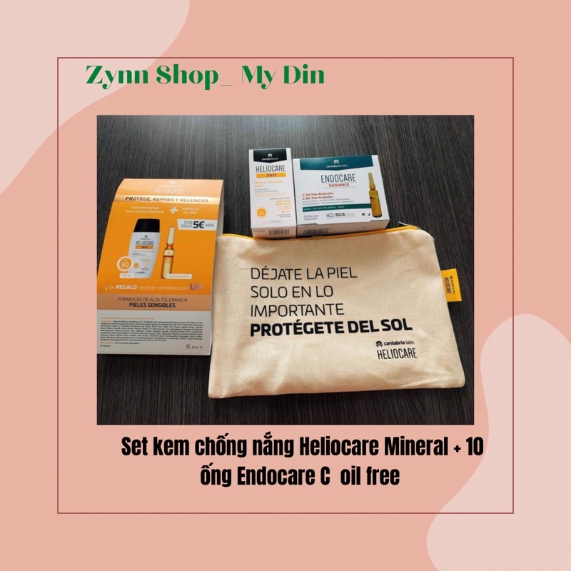 Sét kem chống nắng Heliocare Mineral Tolerence fluid+ Hộp 10 ống Vitamin C