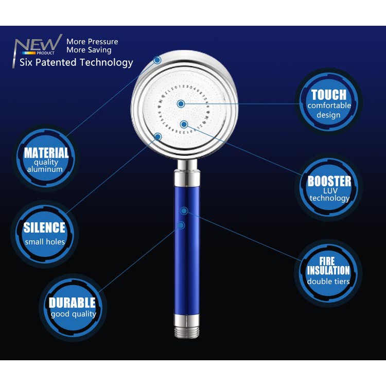 Tay sen tắm tăng áp nhôm đúc, rộng 8cm (xanh) - HV Store 235