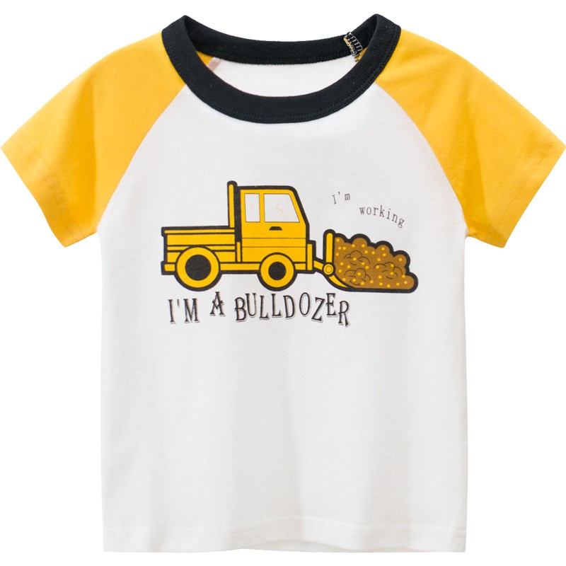 Áo thun trẻ em 27KIDS in xe xúc đất chất cotton 100% Hàng xuất xịn