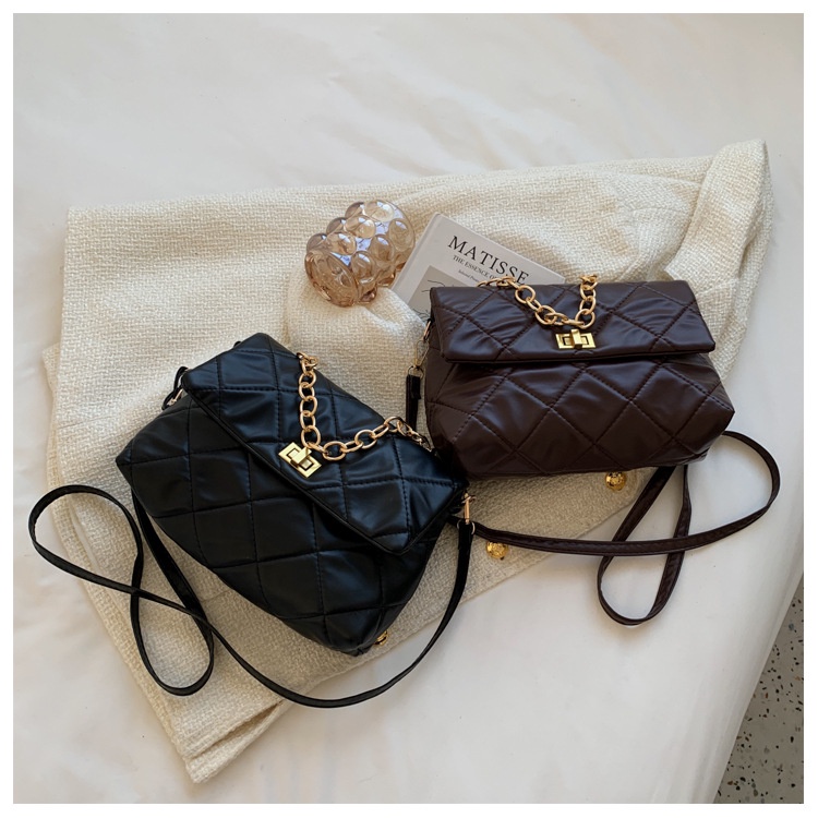 Túi Đeo JASMIN NOIR Chéo Dáng Vuông Nhỏ Họa Tiết Caro Phối Dây Xích Thời Trang Cao Cấp Cho Nữ