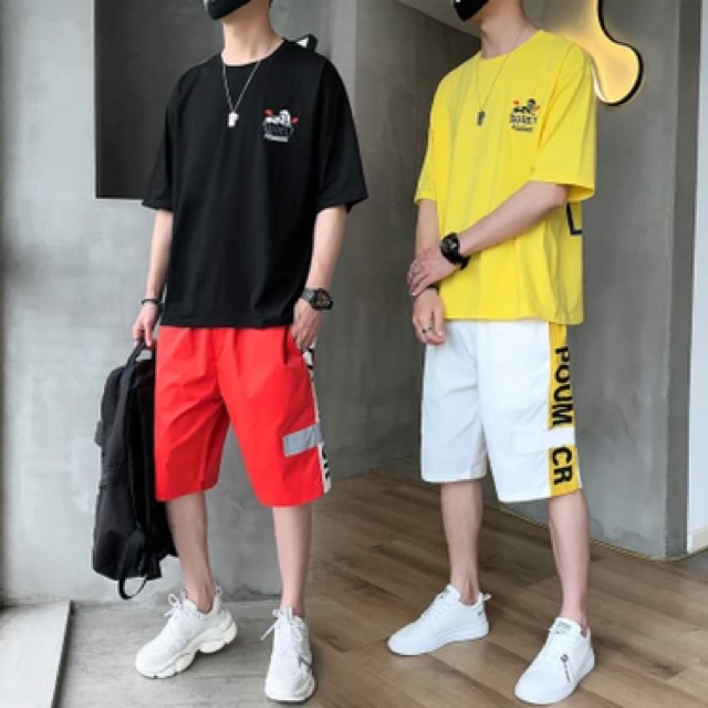 BỘ ĐỒ NAM PHỐI MÀU PHẢN QUANG Y HÌNH CHẤT THUN COTTON MỀM MỊN