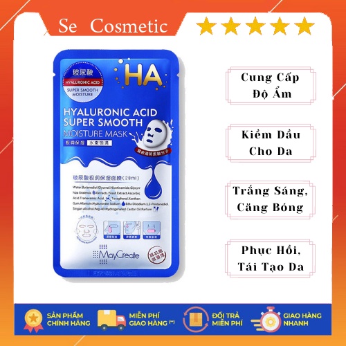 Mặt Nạ Freeship Mặt Nạ Dưỡng Ẩm Trắng Da HA Hyaluronic Acid Maycreate PL4, Da Sáng, Mặt Xinh