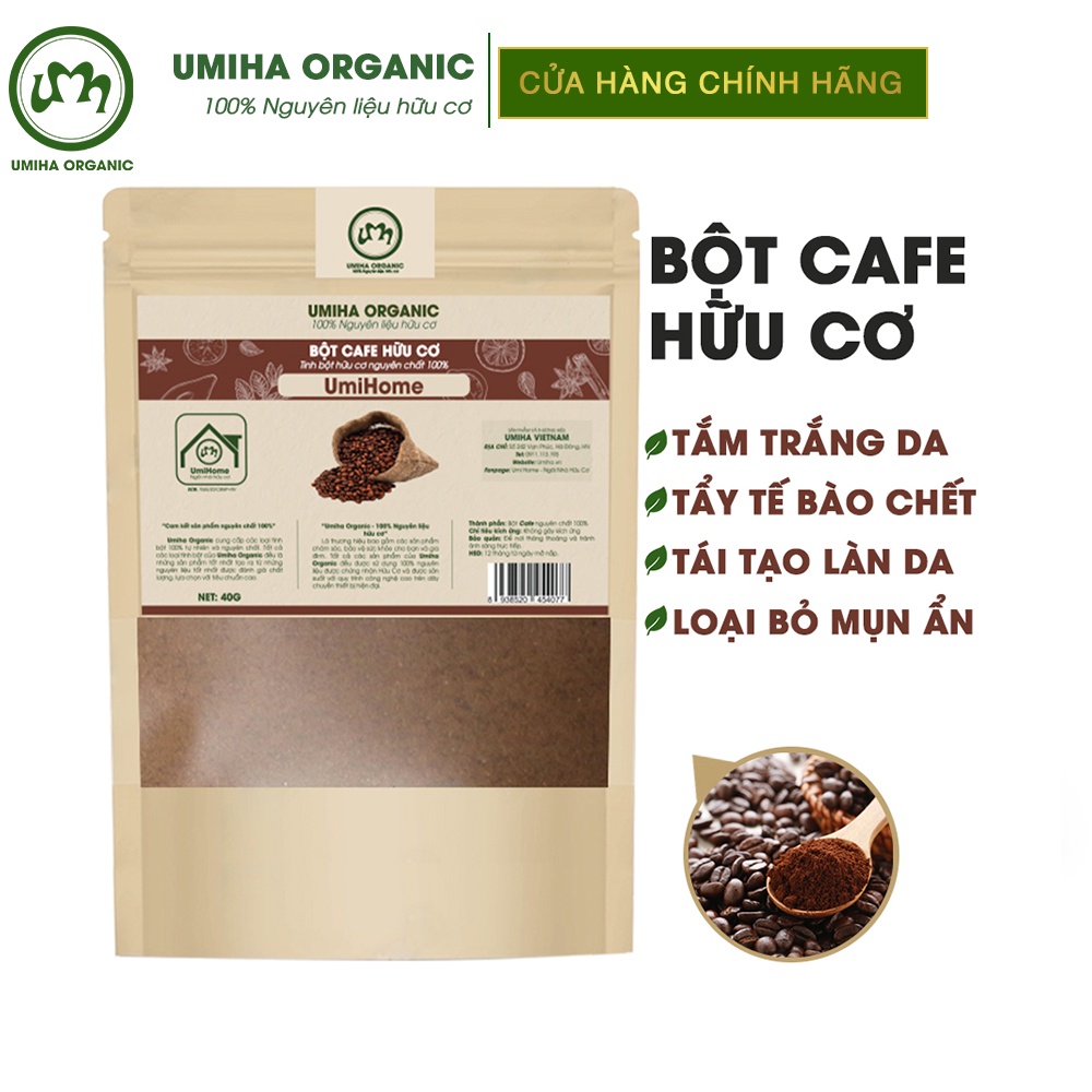 Bột Cà Phê dưỡng trắng da hữu cơ UMIHA nguyên chất 40G | Coffee Powder 100% Organic