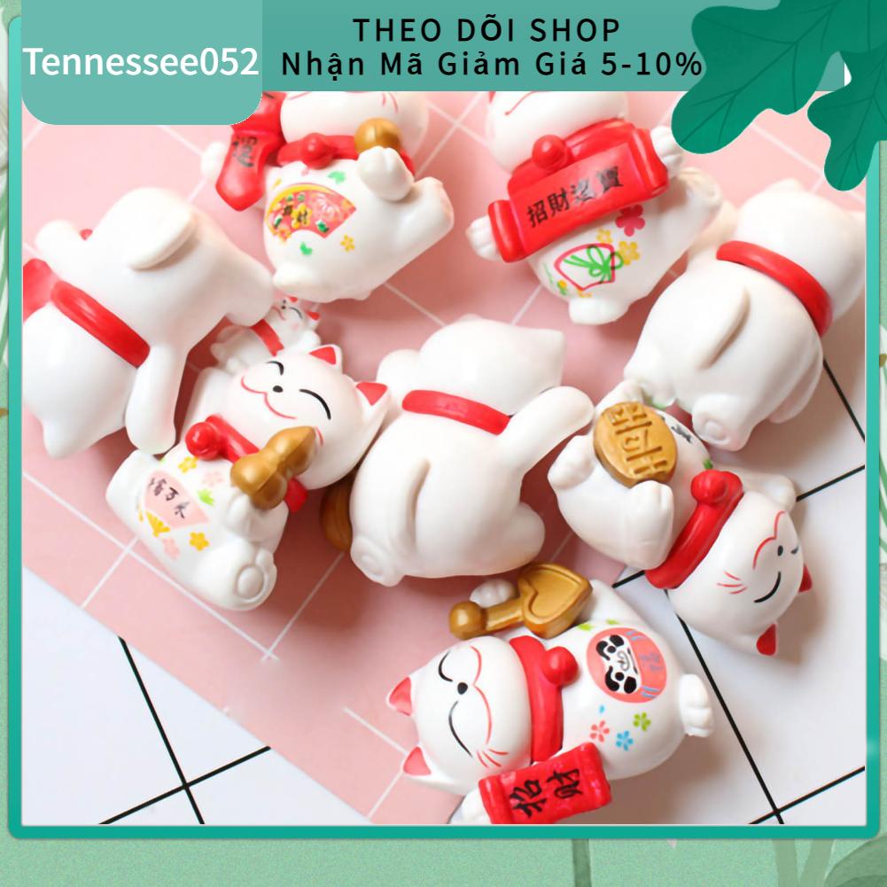 Tennessee052 Trang trí Mèo may mắn Vẫy cánh tay Tài lộc PVC Bức tượng nhỏ động vật để trang nội thất 8 chiếc trong bộ