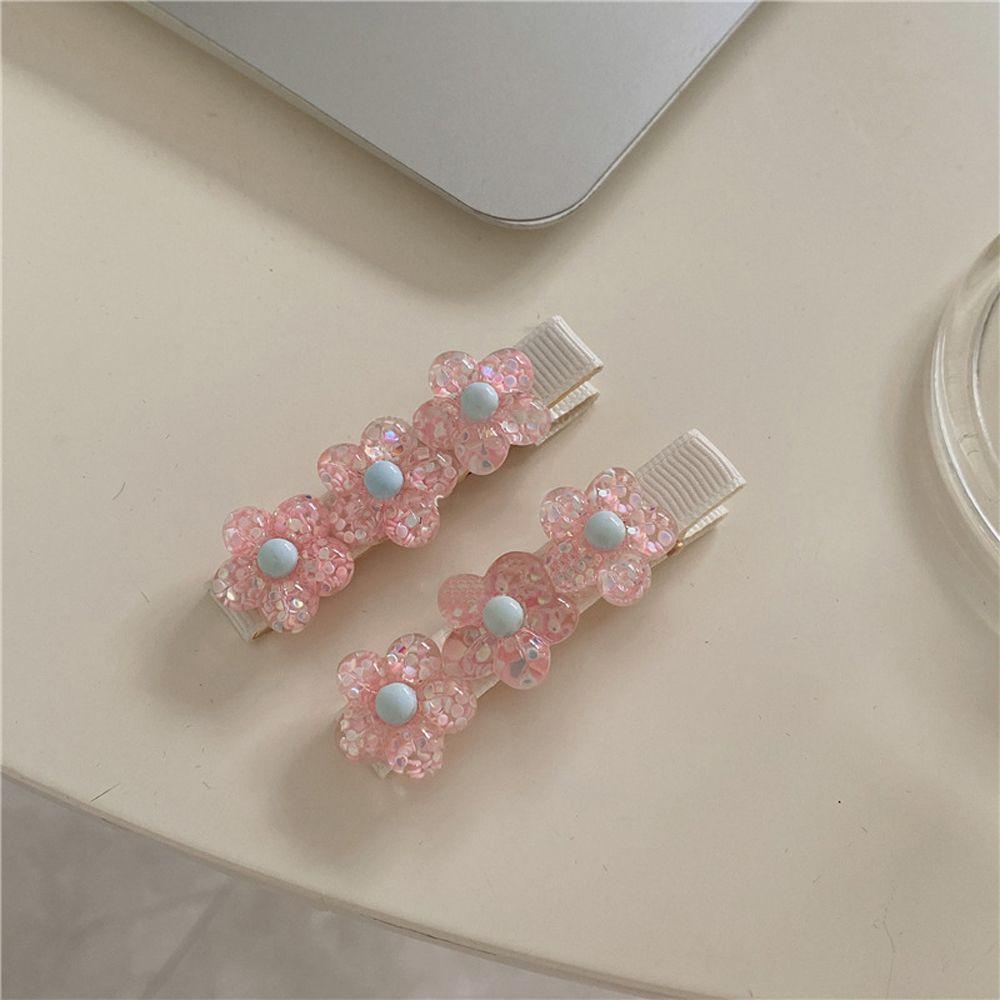 Khuyên Tai Dạng Kẹp WMES15H Hình Hoa Màu Hồng Dễ Thương Ngọt Ngào Phong Cách Retro Cho Nữ