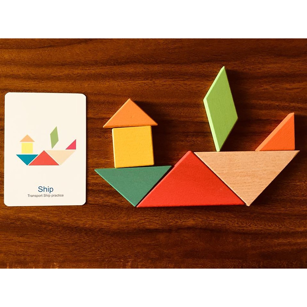 Ghép hình Tư duy Tangram gỗ theo thẻ