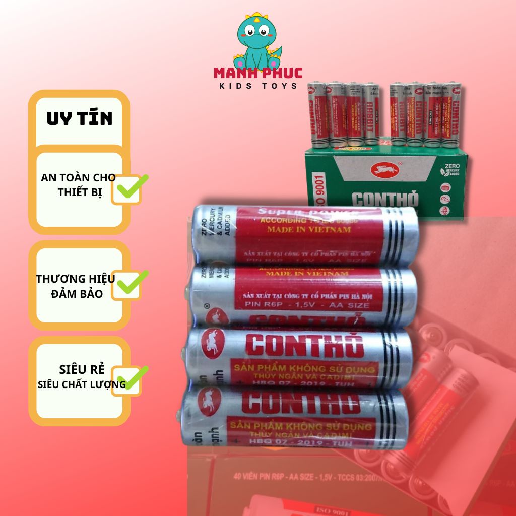 Pin con thỏ, pin khô, dùng cho đồng hồ, đồ chơi và các thiết bị chạy pin trong gia đình.