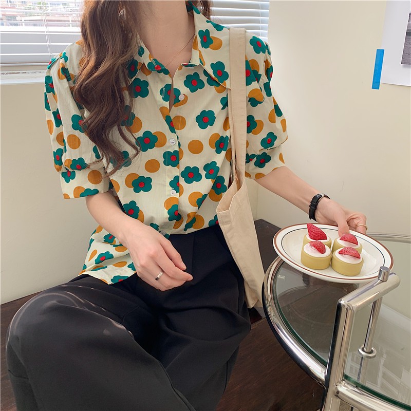 Áo sơ mi tay ngắn cổ bẻ kiểu dáng thời trang phong cách Hàn Quốc dành cho nữ | BigBuy360 - bigbuy360.vn